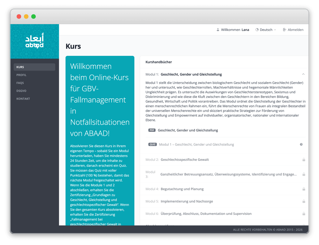 Das Kurs-Dashboard